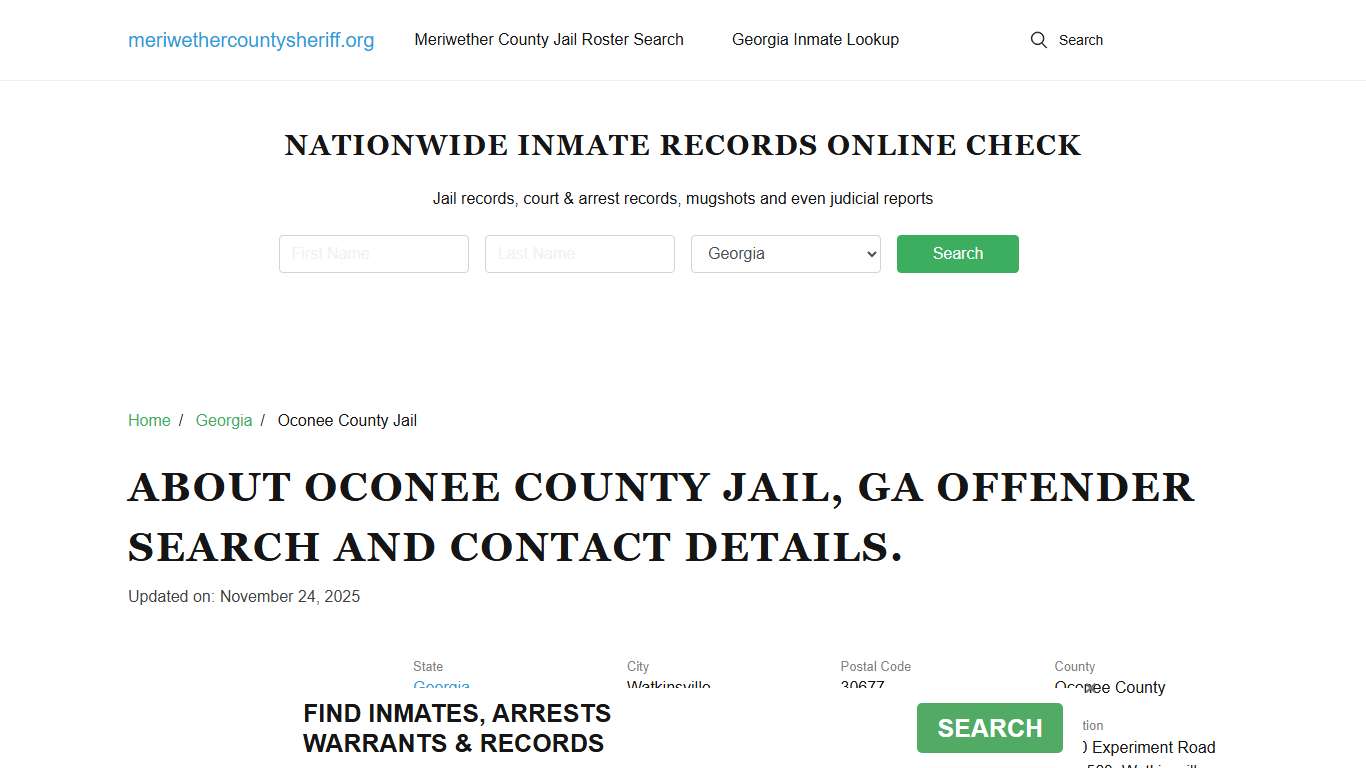Oconee County Jail, GA Offender Search, Contacts.